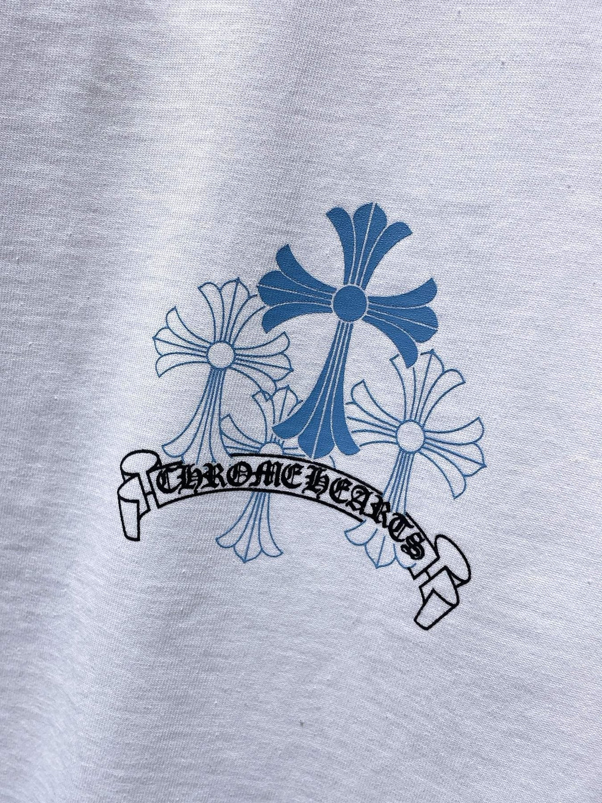 Chrome Hearts Blue Floral Cross Graphic T-Shirt ¡ª detail