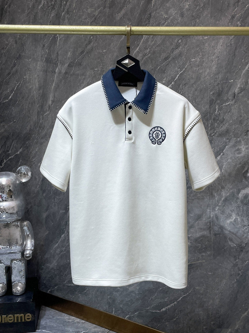 Chrome Hearts Ivory Contrast-Collar Polo Shirt ¡ª hero