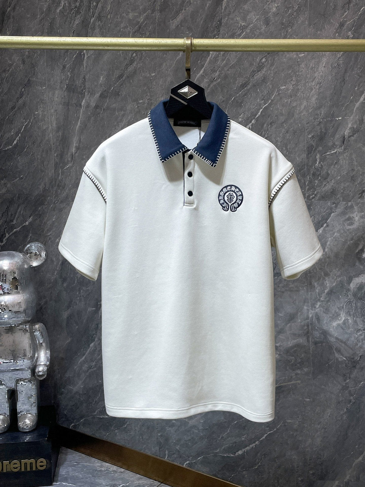 Chrome Hearts Ivory Contrast-Collar Polo Shirt ¡ª hero