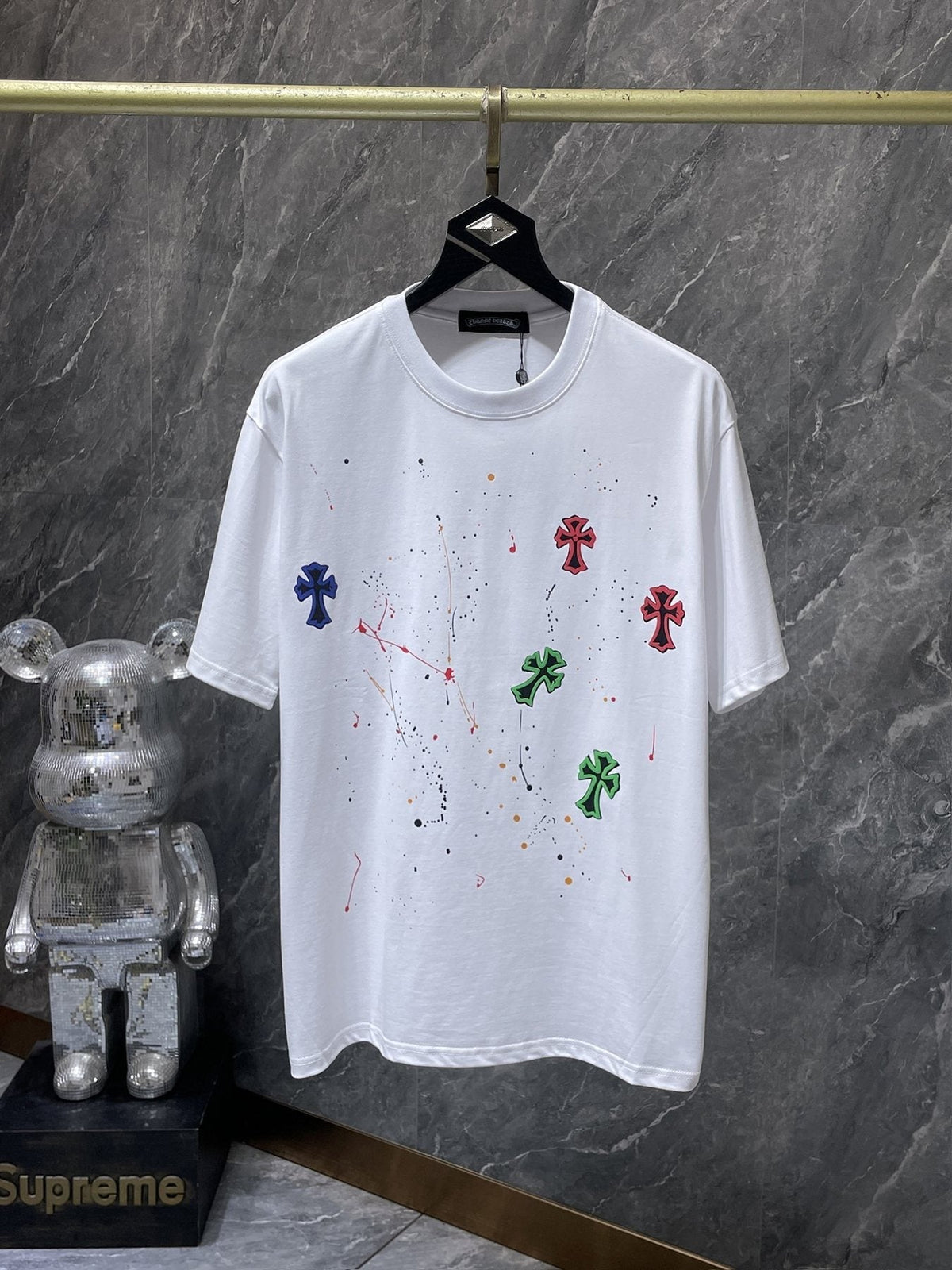 Chrome Hearts Cross Paint Splatter Graphic T-Shirt ¡ª front