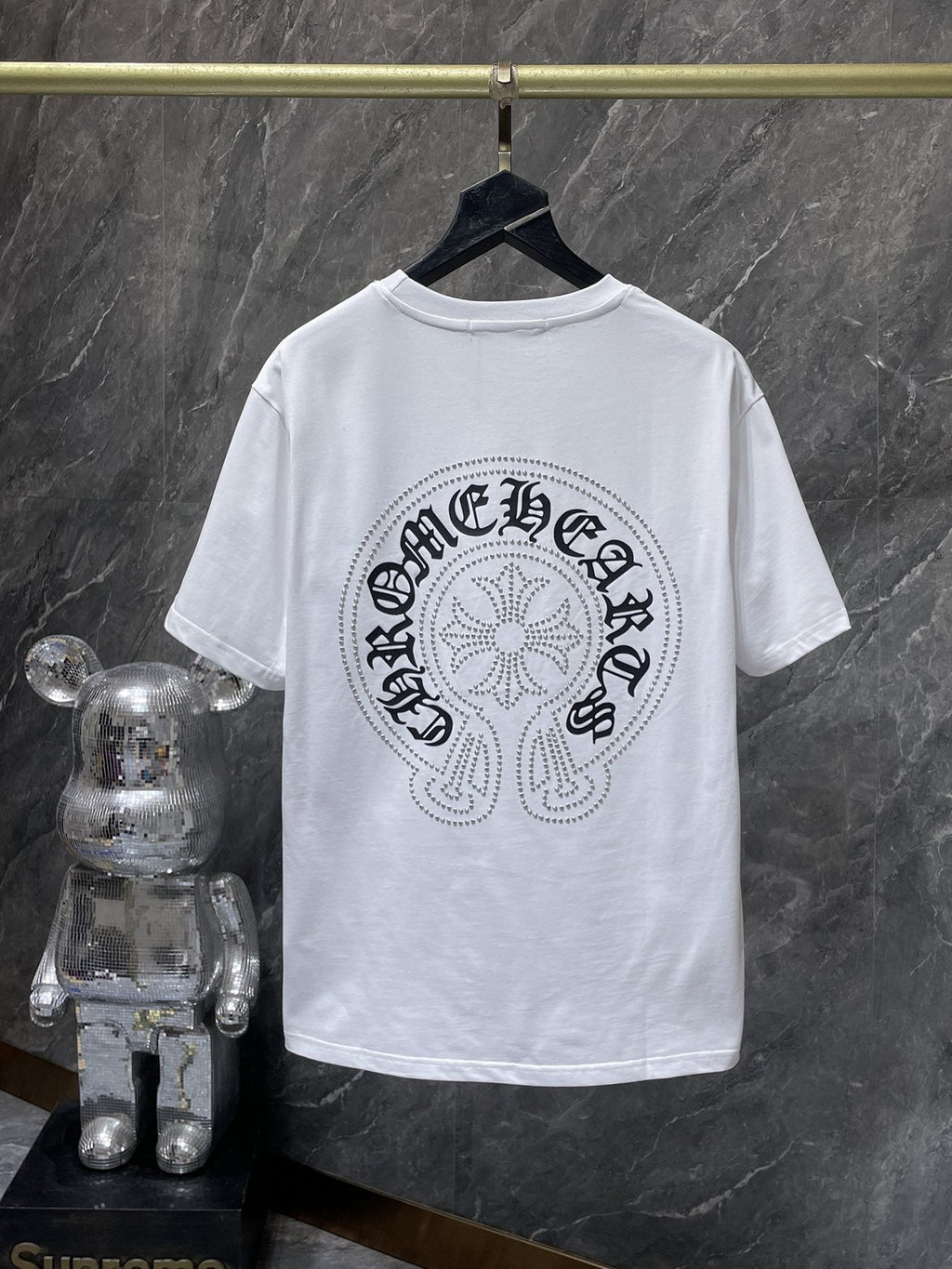 Chrome Hearts Rhinestone Cross Horseshoe Graphic T-Shirt ¡ª back