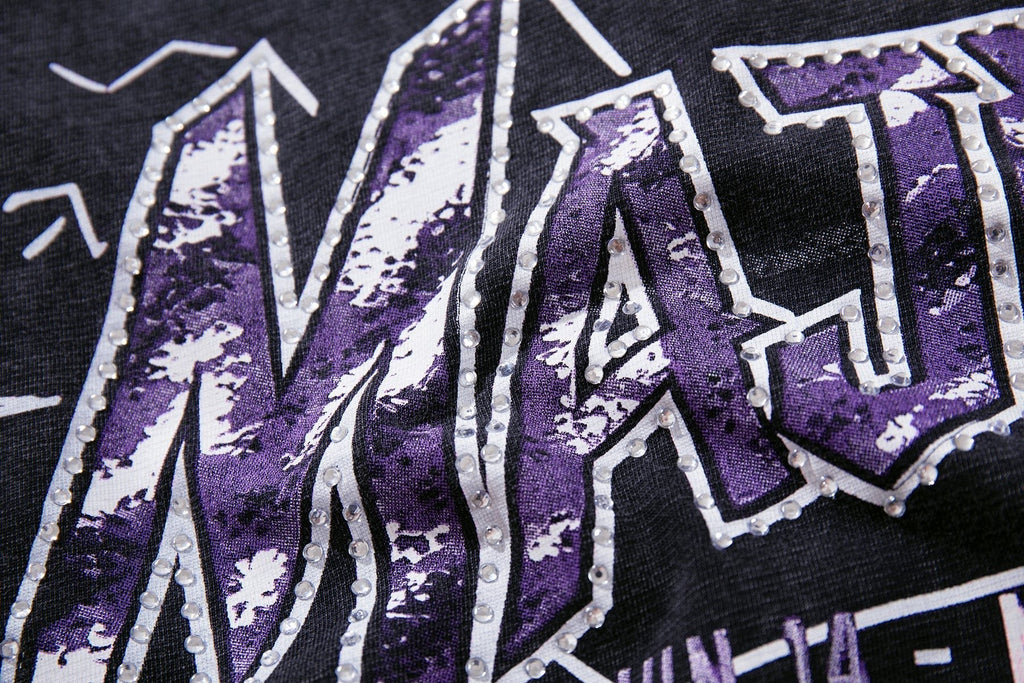 MAJESTIK Washed Rhinestone Graphic T-Shirt ¡ª detail