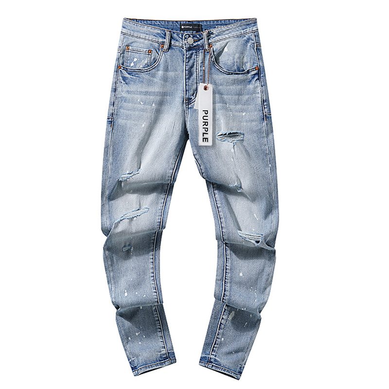 Purple Brand Distressed Panel Washed Jeans ¡ª front