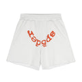 Sp5der Curved Wordmark Raw-Hem Shorts ¡ª hero