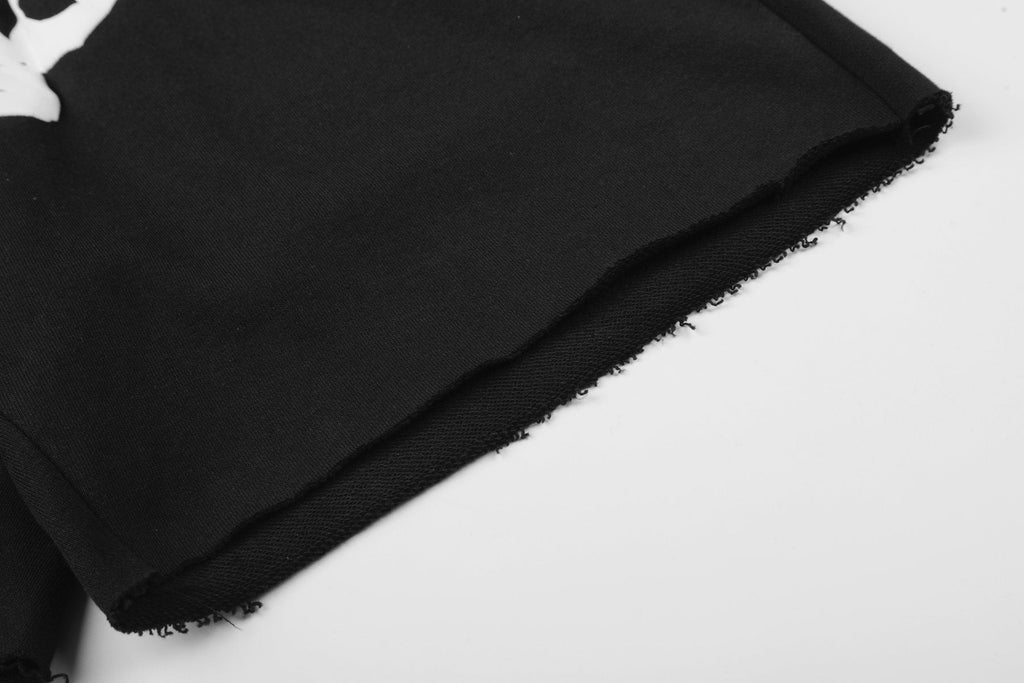 Sp5der Curved Wordmark Raw-Hem Shorts ¡ª detail