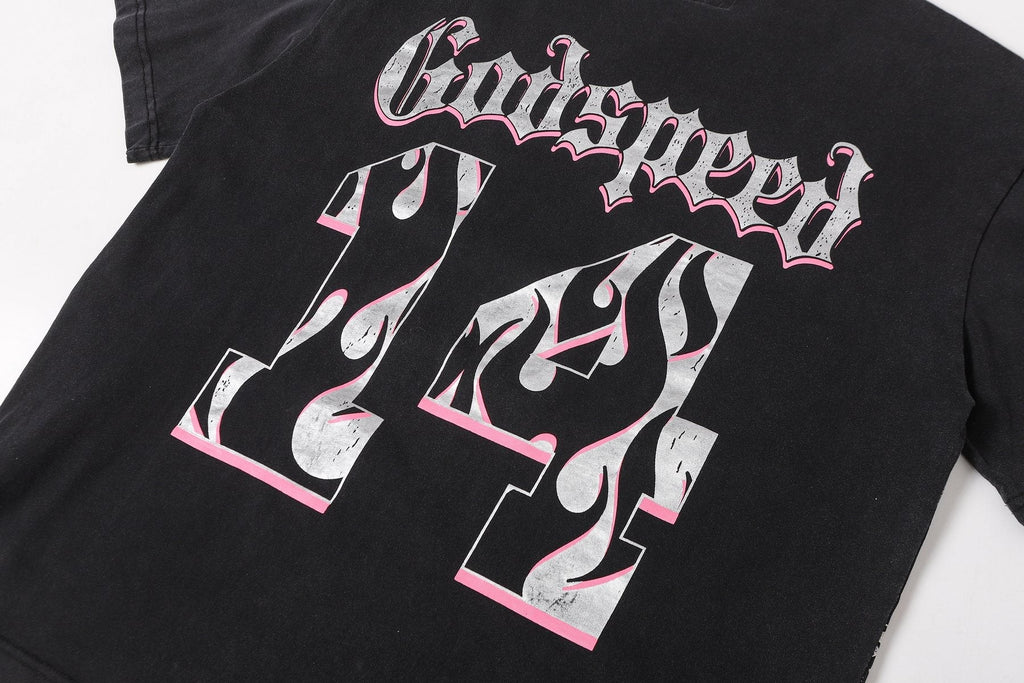 Godspeed Skeleton Basketball Number 14 T-Shirt ¡ª detail