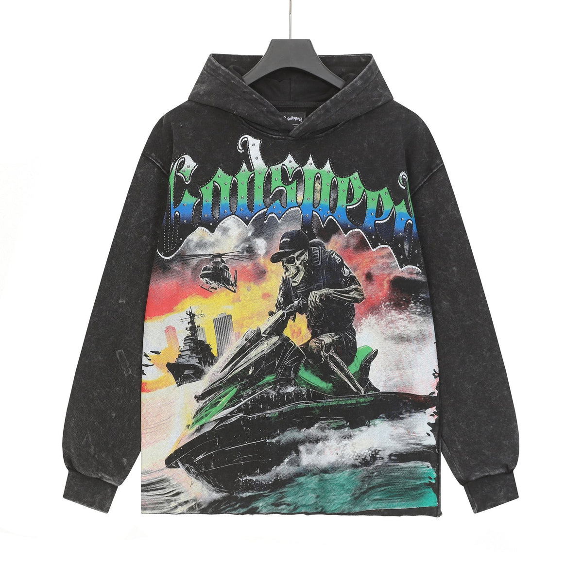 Godspeed Jet Ski Graphic Acid-Wash Hoodie ¡ª hero