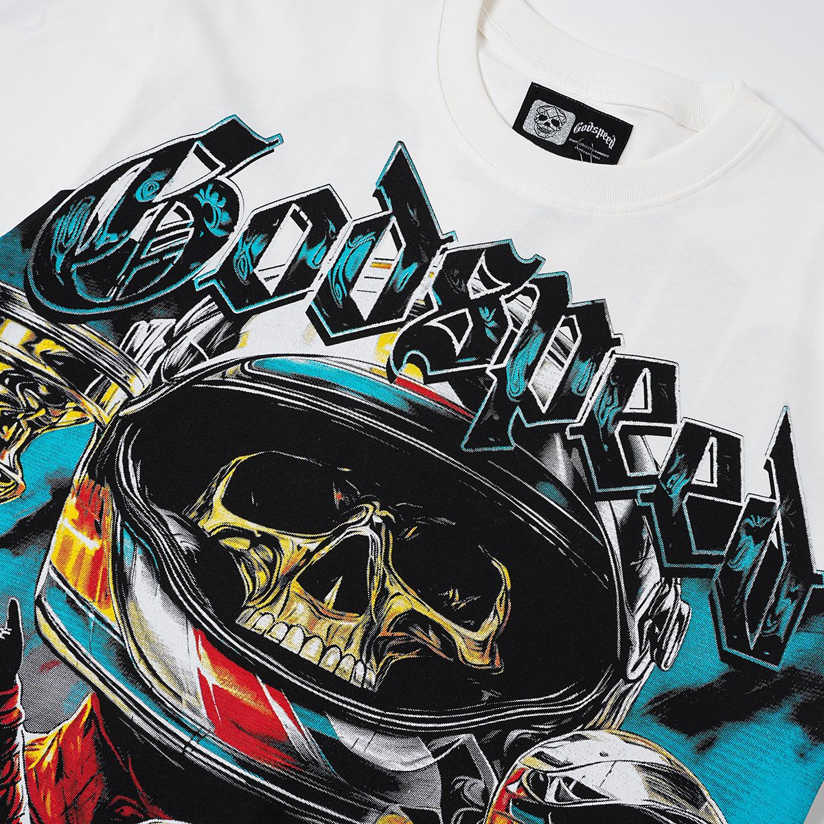 Godspeed Racing Skull Skateboarder Graphic T-Shirt ¡ª detail