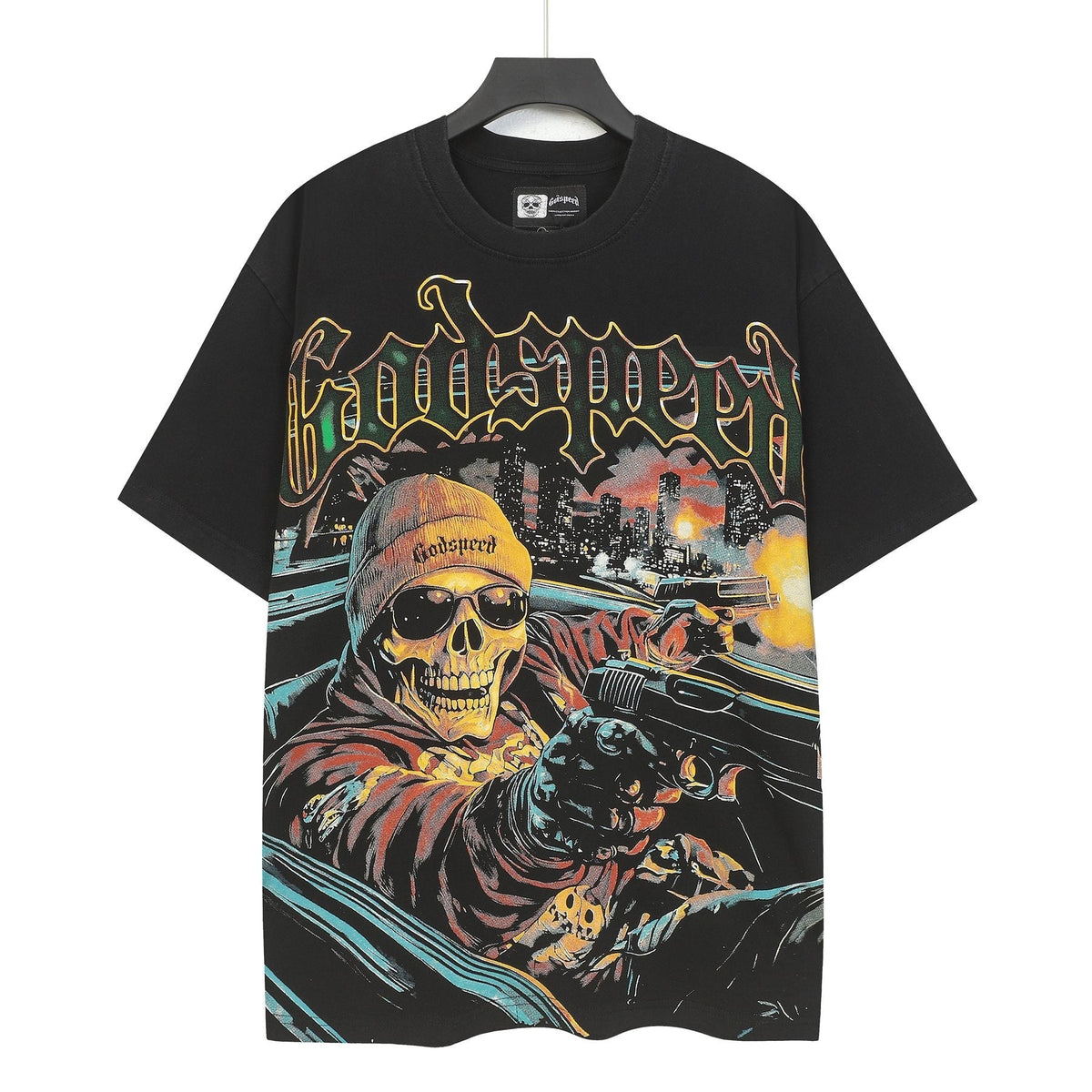 Godspeed Skull Car Graphic T-Shirt ¡ª front