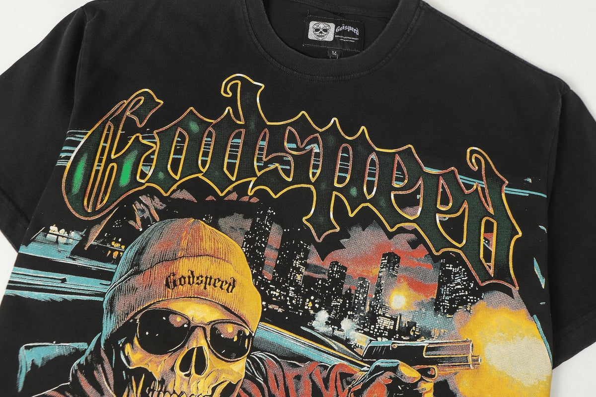 Godspeed Skull Car Graphic T-Shirt ¡ª detail