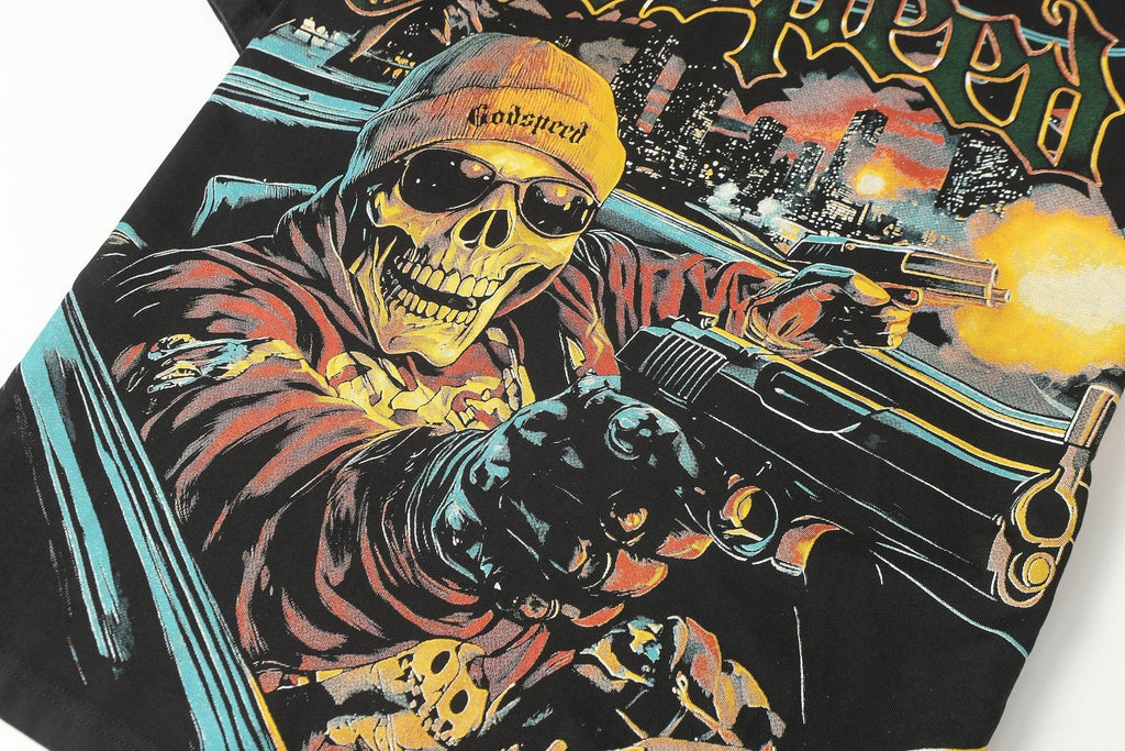 Godspeed Skull Car Graphic T-Shirt ¡ª detail