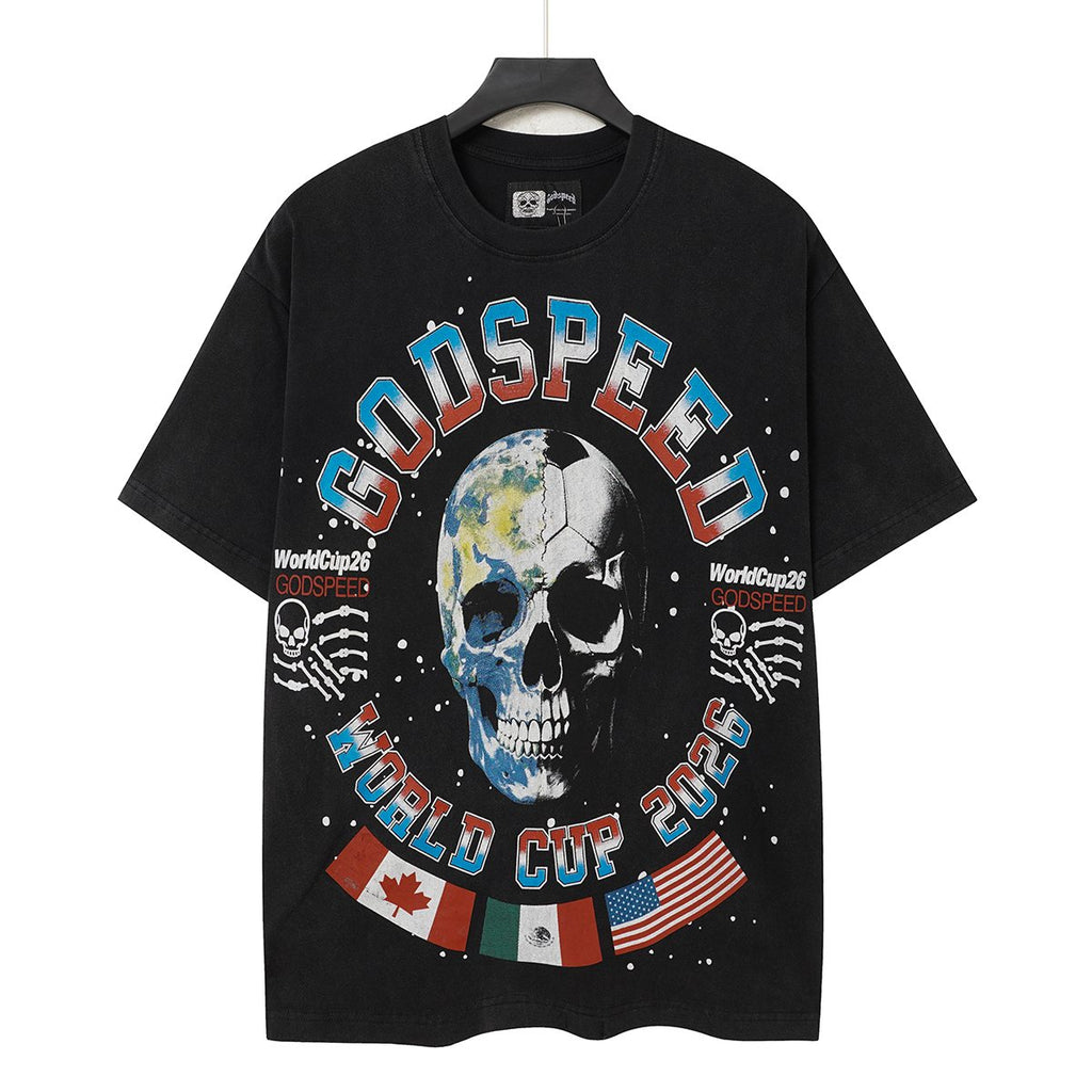 Godspeed World Cup 2026 Skull Globe T-Shirt ¡ª hero