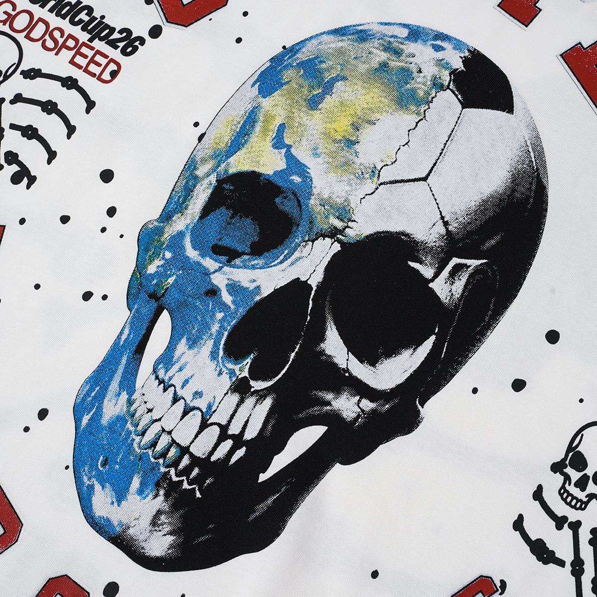 Godspeed World Cup 2026 Skull Globe T-Shirt ¡ª detail