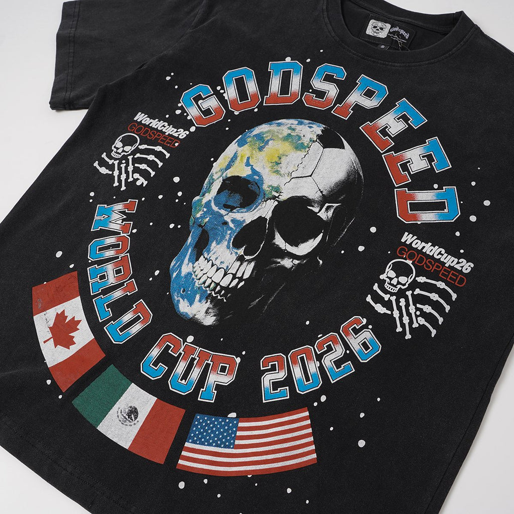 Godspeed World Cup 2026 Skull Globe T-Shirt ¡ª detail