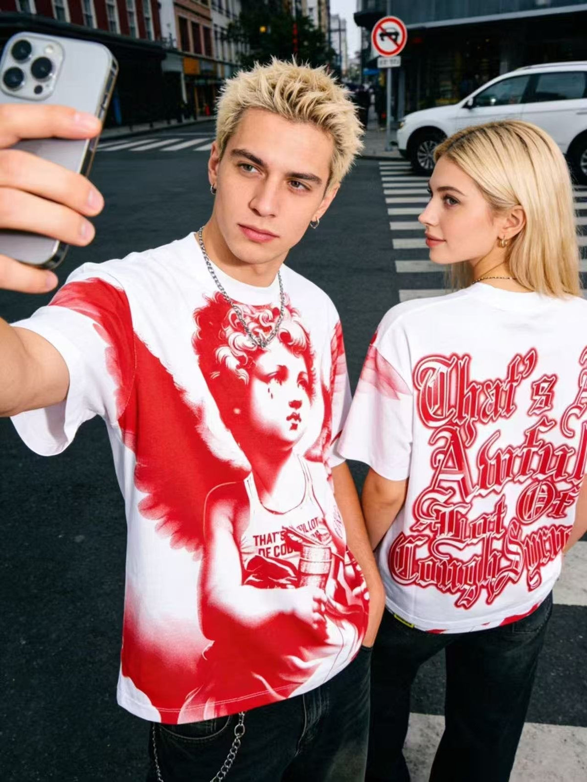 THAT'S A AWFUL LOT OF COUGH SYRUP Angel Gothic Text Graphic T-Shirt ¡ª context