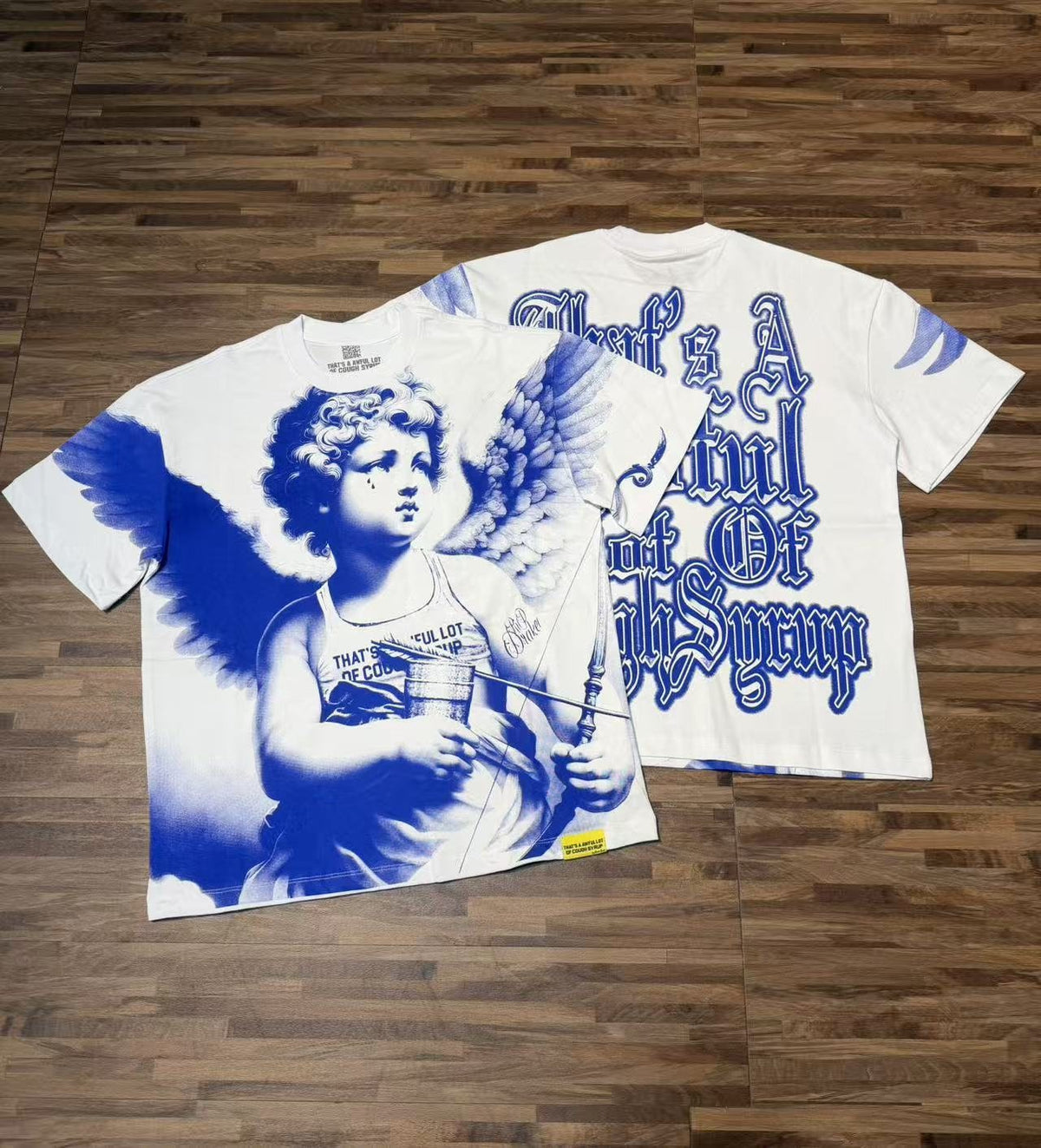THAT'S A AWFUL LOT OF COUGH SYRUP Angel Gothic Text Graphic T-Shirt ¡ª context
