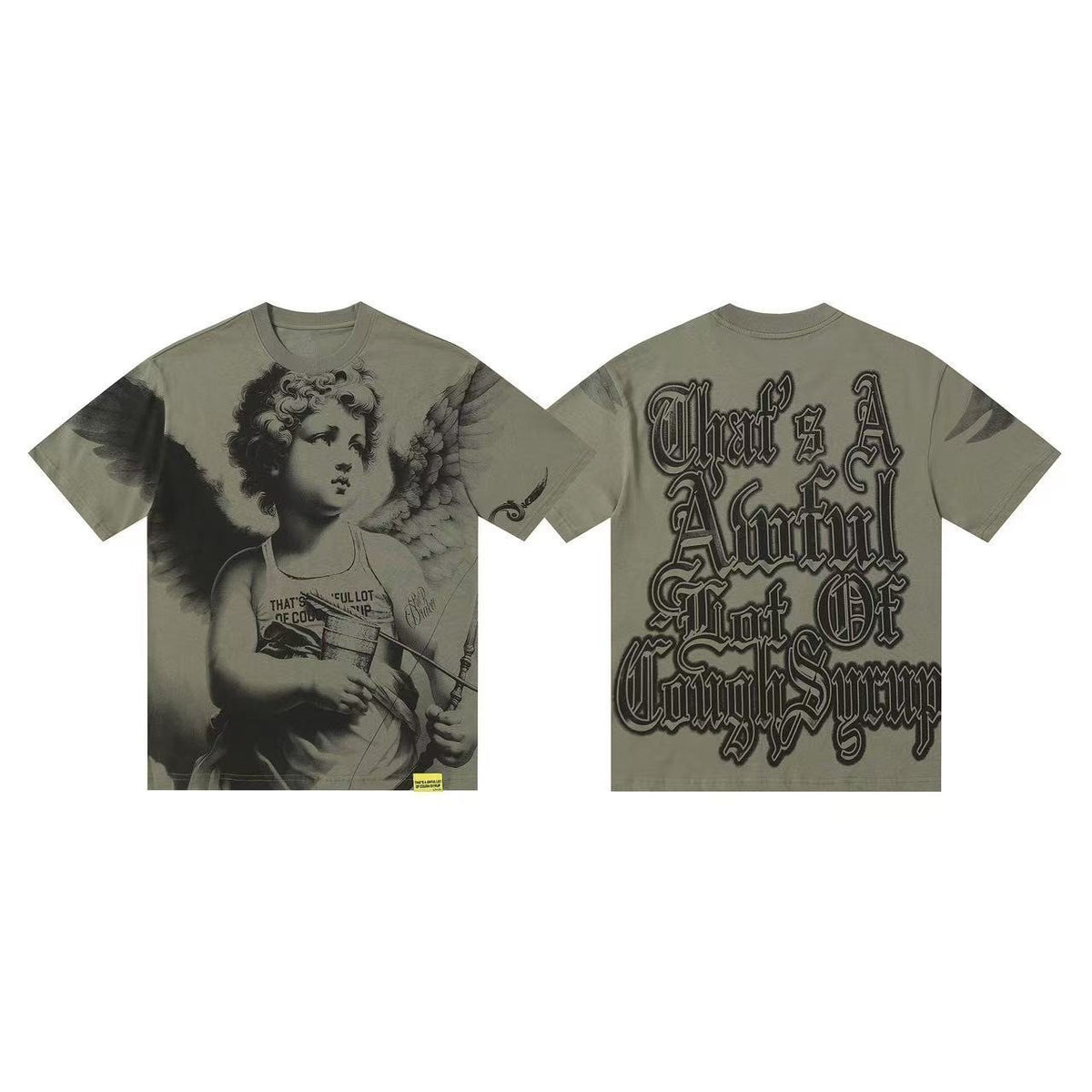 THAT'S A AWFUL LOT OF COUGH SYRUP Angel Gothic Text Graphic T-Shirt ¡ª front