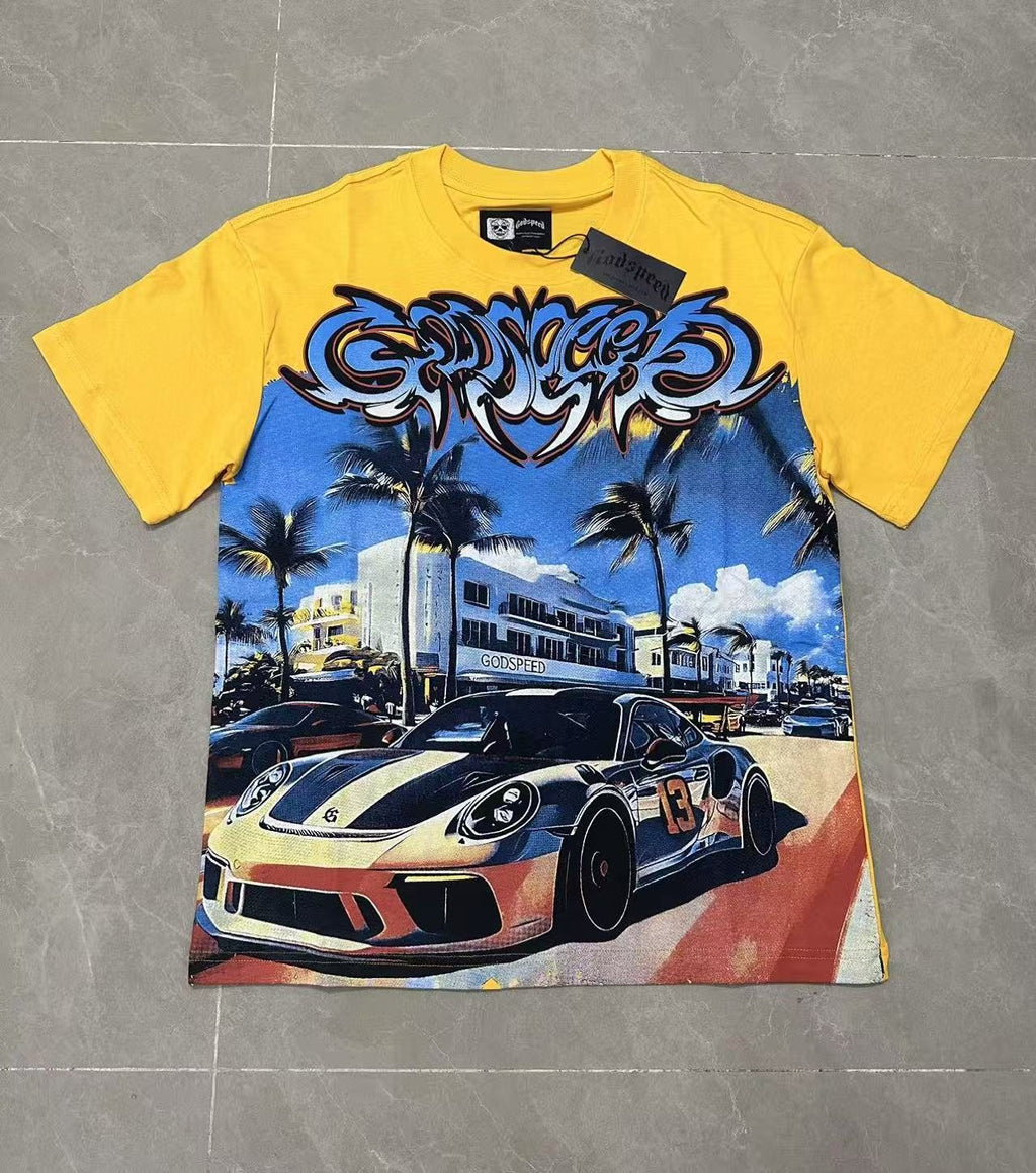 Godspeed Eye Sun Car Palm Graphic T-Shirt ¡ª front