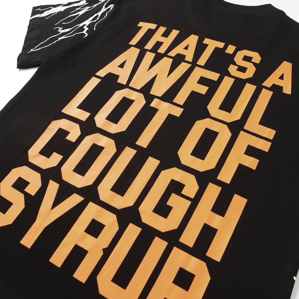 THAT'S A AWFUL LOT OF COUGH SYRUP Lightning Cartoon Graphic T-Shirt ¡ª detail