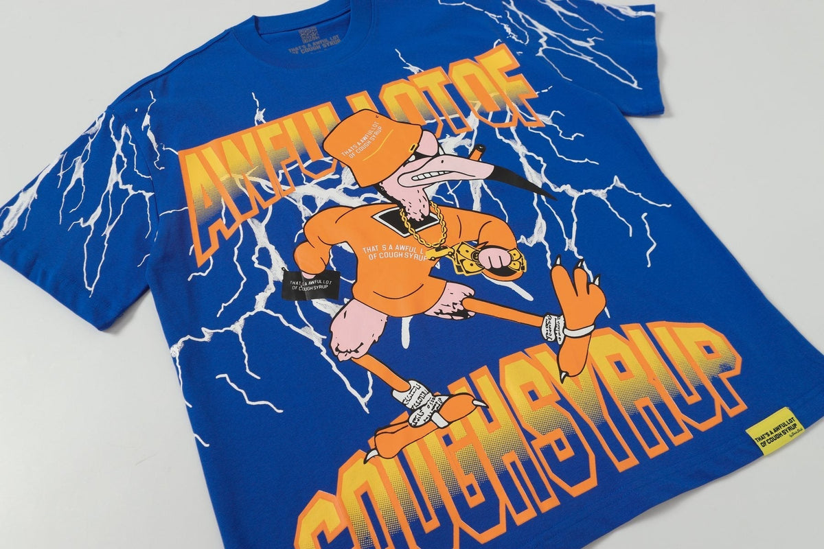 THAT'S A AWFUL LOT OF COUGH SYRUP Lightning Cartoon Graphic T-Shirt ¡ª front