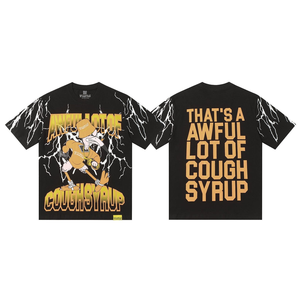 THAT'S A AWFUL LOT OF COUGH SYRUP Lightning Cartoon Graphic T-Shirt ¡ª front