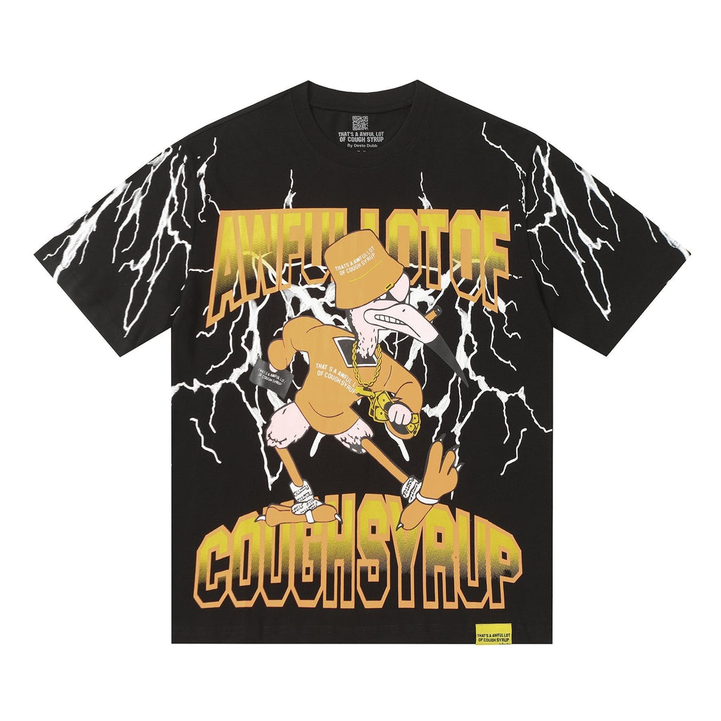 THAT'S A AWFUL LOT OF COUGH SYRUP Lightning Cartoon Graphic T-Shirt ¡ª front