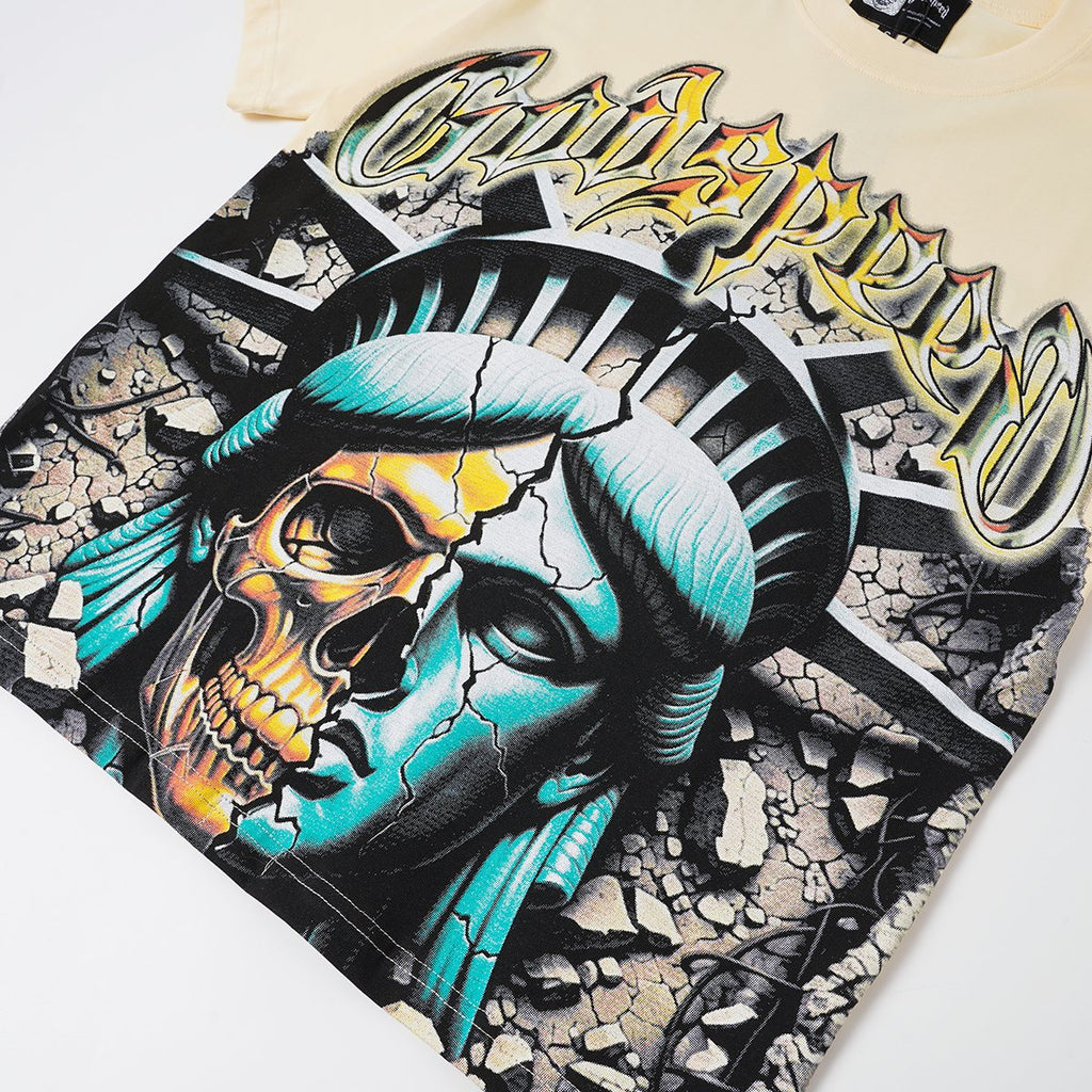 Godspeed Out of Many One Liberty Skull Graphic T-Shirt ¡ª detail