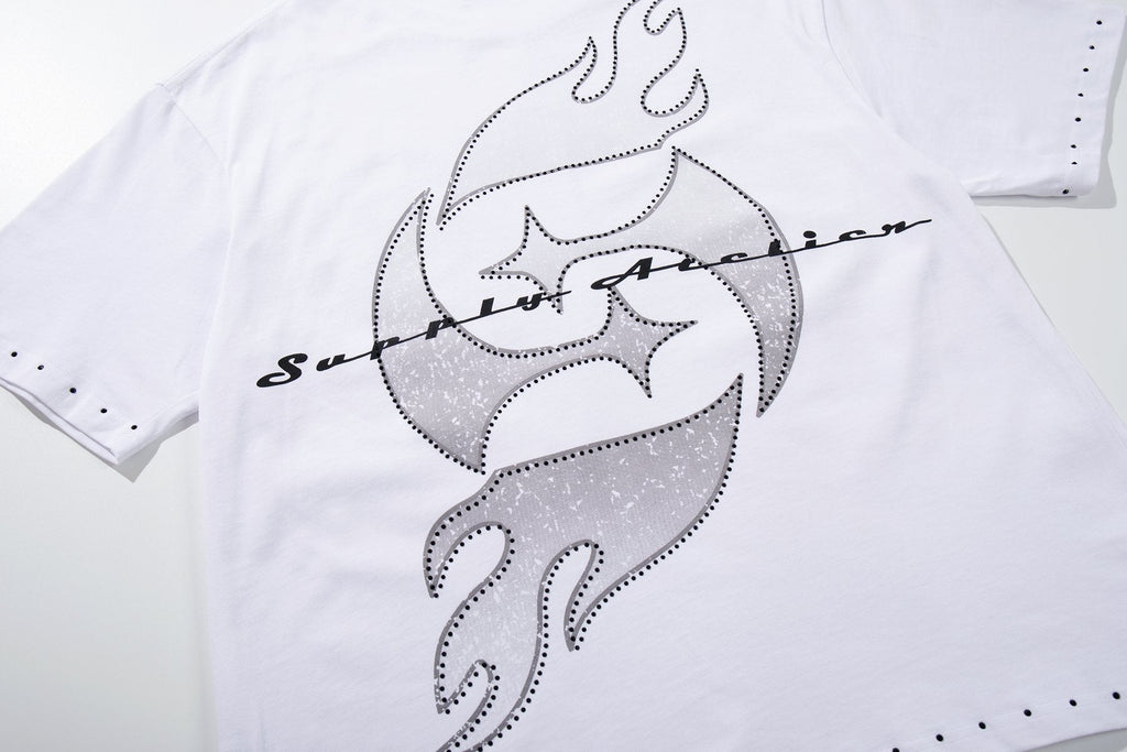 SUPPLY TEE Stud-Trim Flame Graphic T-Shirt ¡ª detail