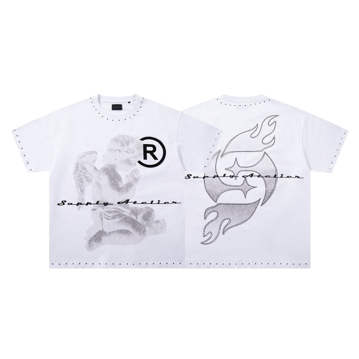 SUPPLY TEE Stud-Trim Flame Graphic T-Shirt ¡ª hero