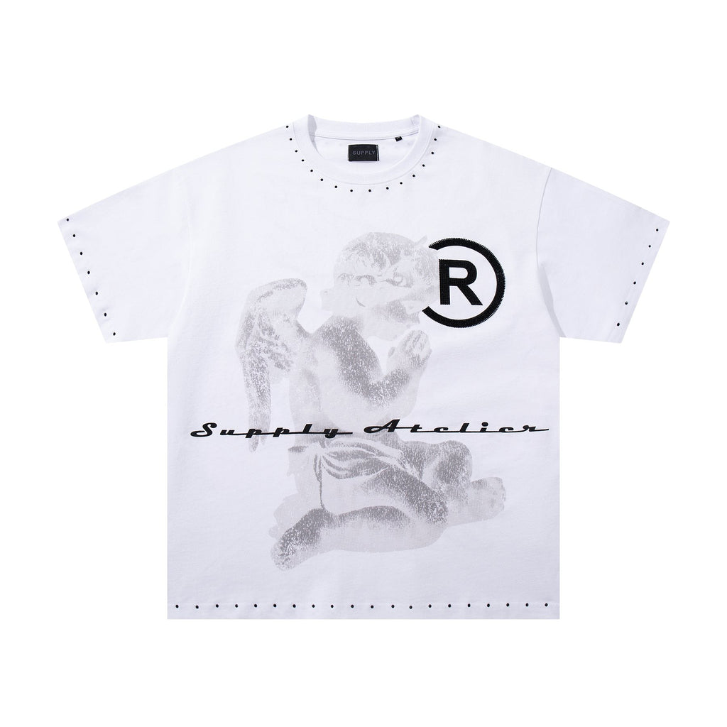 SUPPLY TEE Stud-Trim Flame Graphic T-Shirt ¡ª front