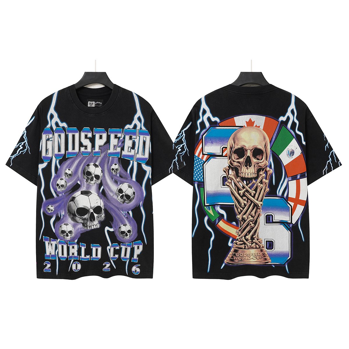 Godspeed World Cup 2026 Skull Soccer Graphic T-Shirt ¡ª hero