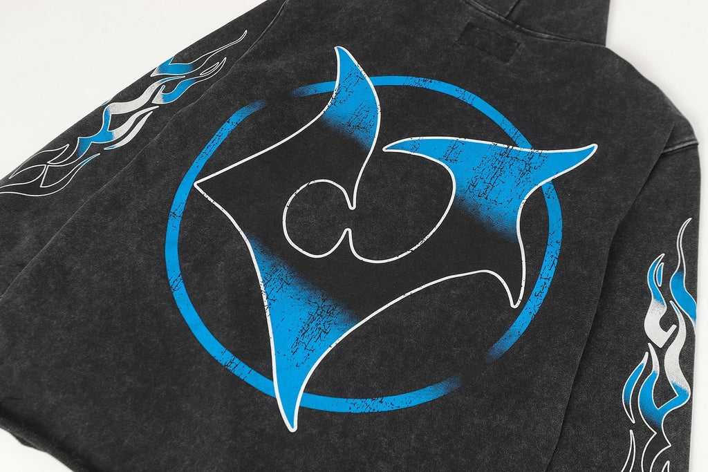 Godspeed Robot Skull Flame Graphic Hoodie ¡ª detail