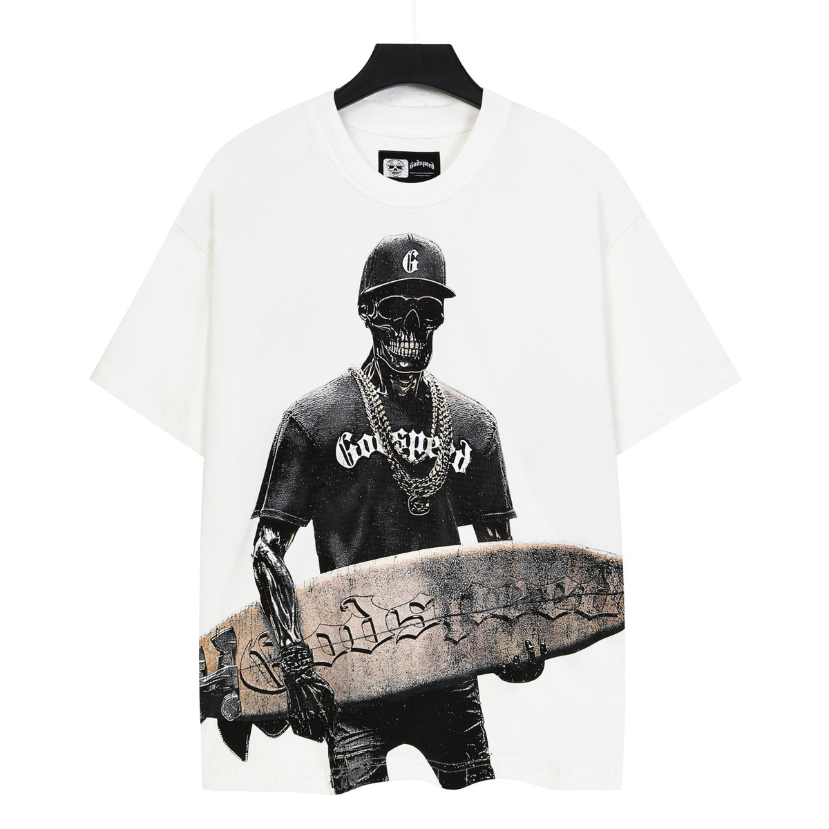 Godspeed Skull Surfer Graphic T-Shirt ¡ª front
