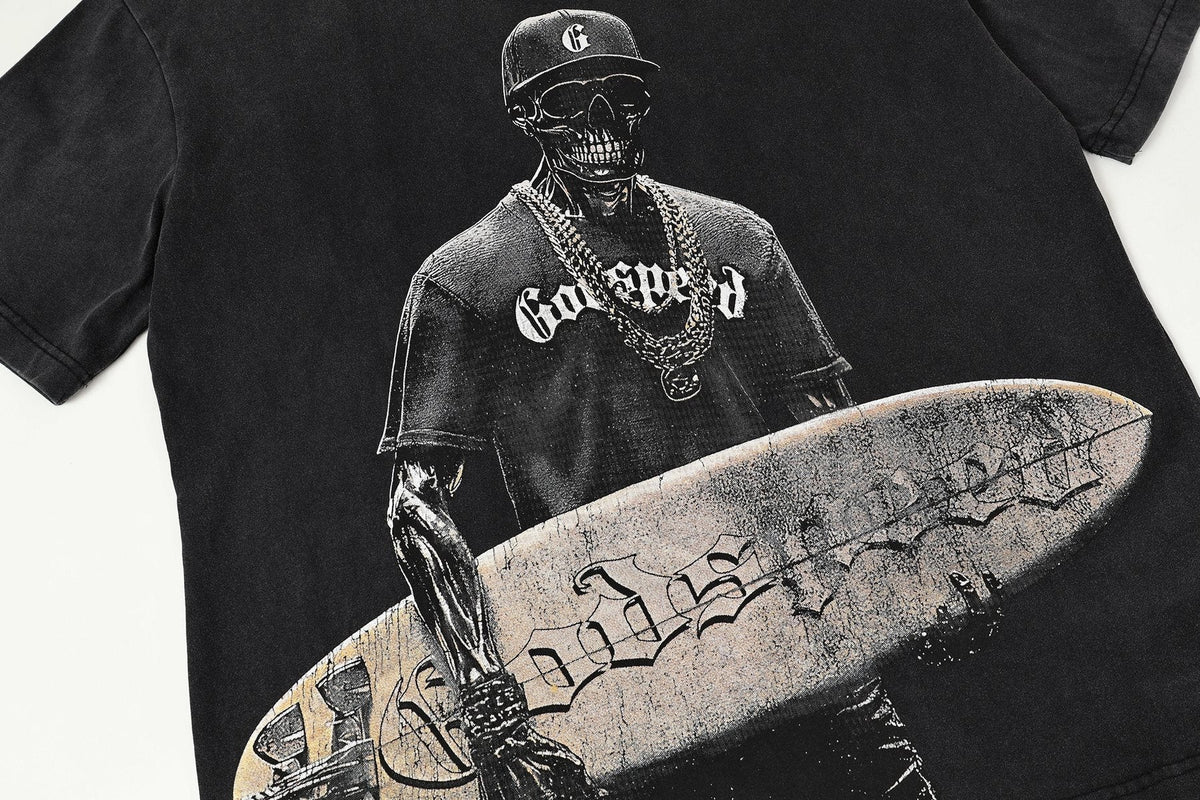 Godspeed Skull Surfer Graphic T-Shirt ¡ª detail