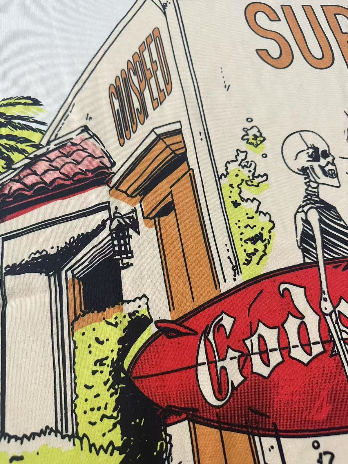 Godspeed Surfshop Street Scene Graphic T-Shirt ¡ª detail