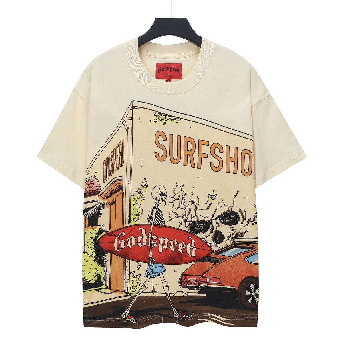Godspeed Surfshop Street Scene Graphic T-Shirt ¡ª front