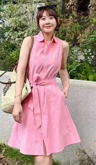Test2-Ralph Lauren Sleeveless Belted Oxford Shirt Dress ¡ª front