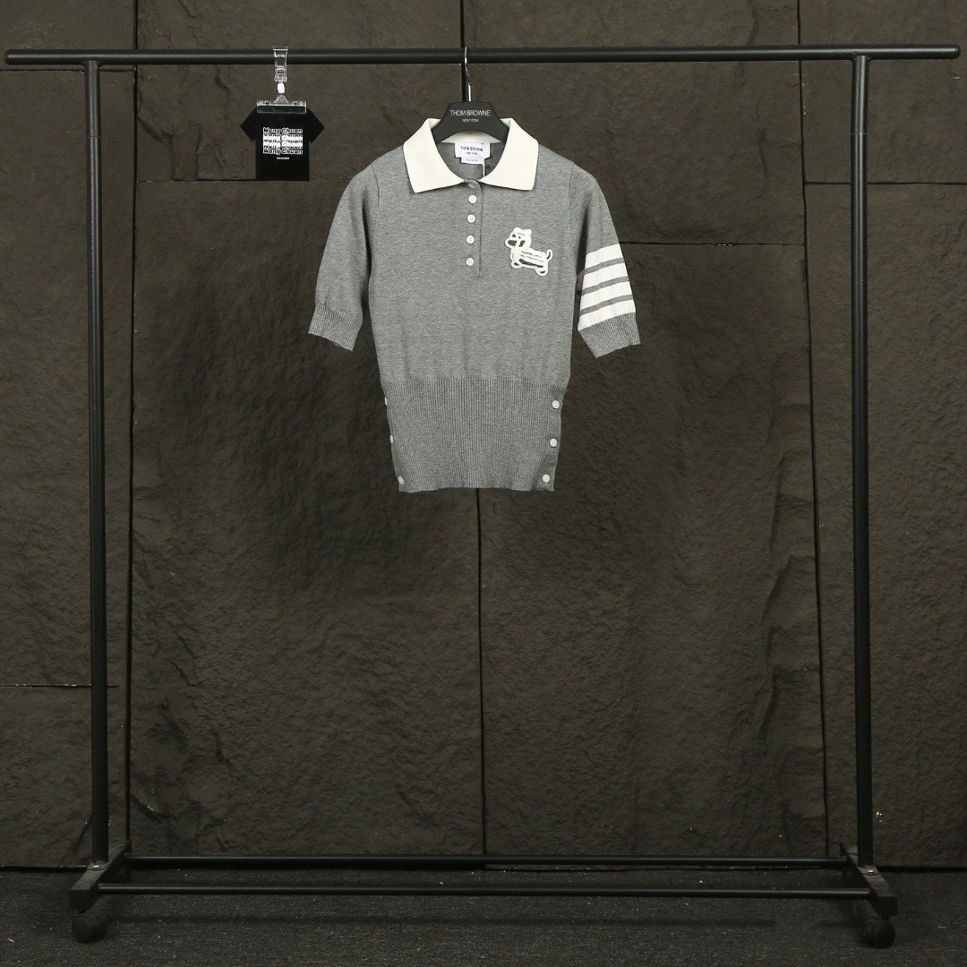 Test2-Thom Browne Dog Motif Knit Polo Shirt ¡ª front