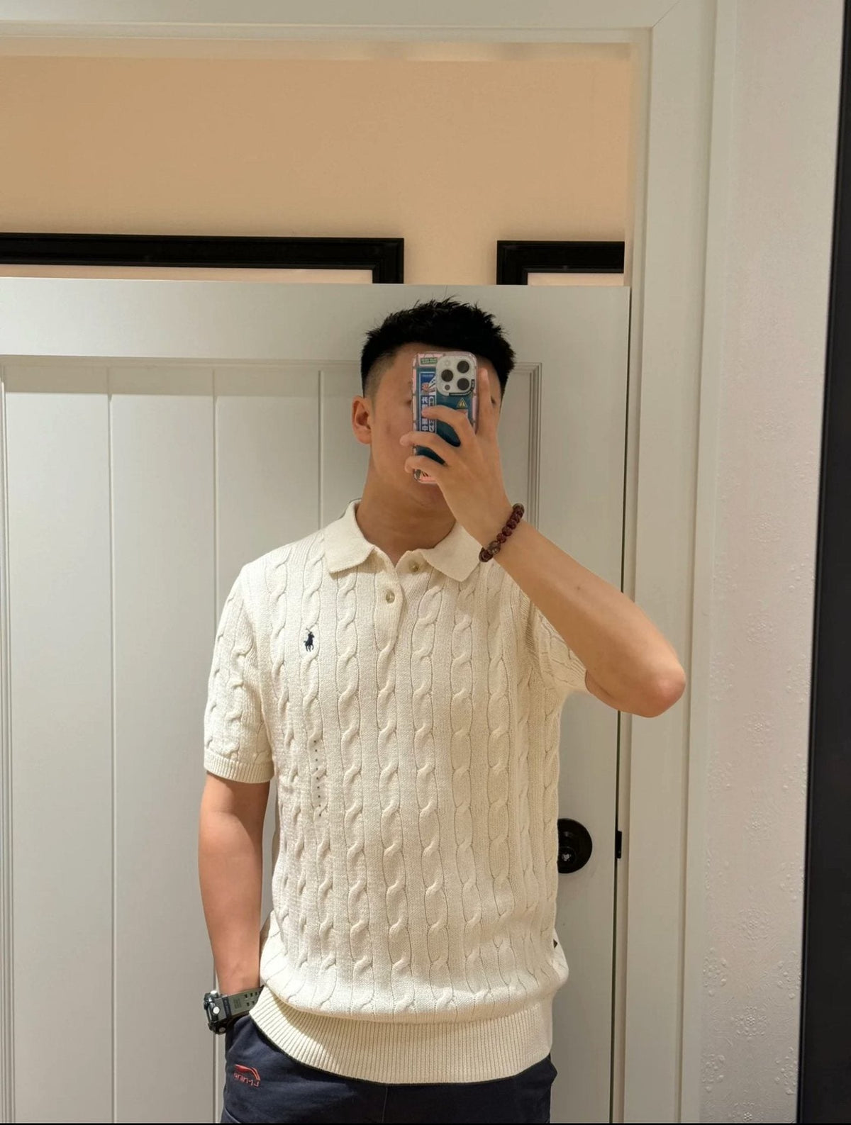 Test2-Ralph Lauren Cable-Knit Polo Shirt ¡ª front