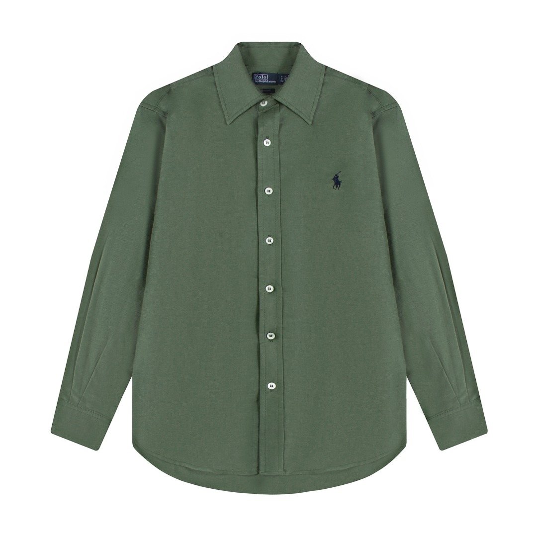Test2-Ralph Lauren Embroidered Cotton-Blend Slub Linen Long-Sleeve Shirt ¡ª front