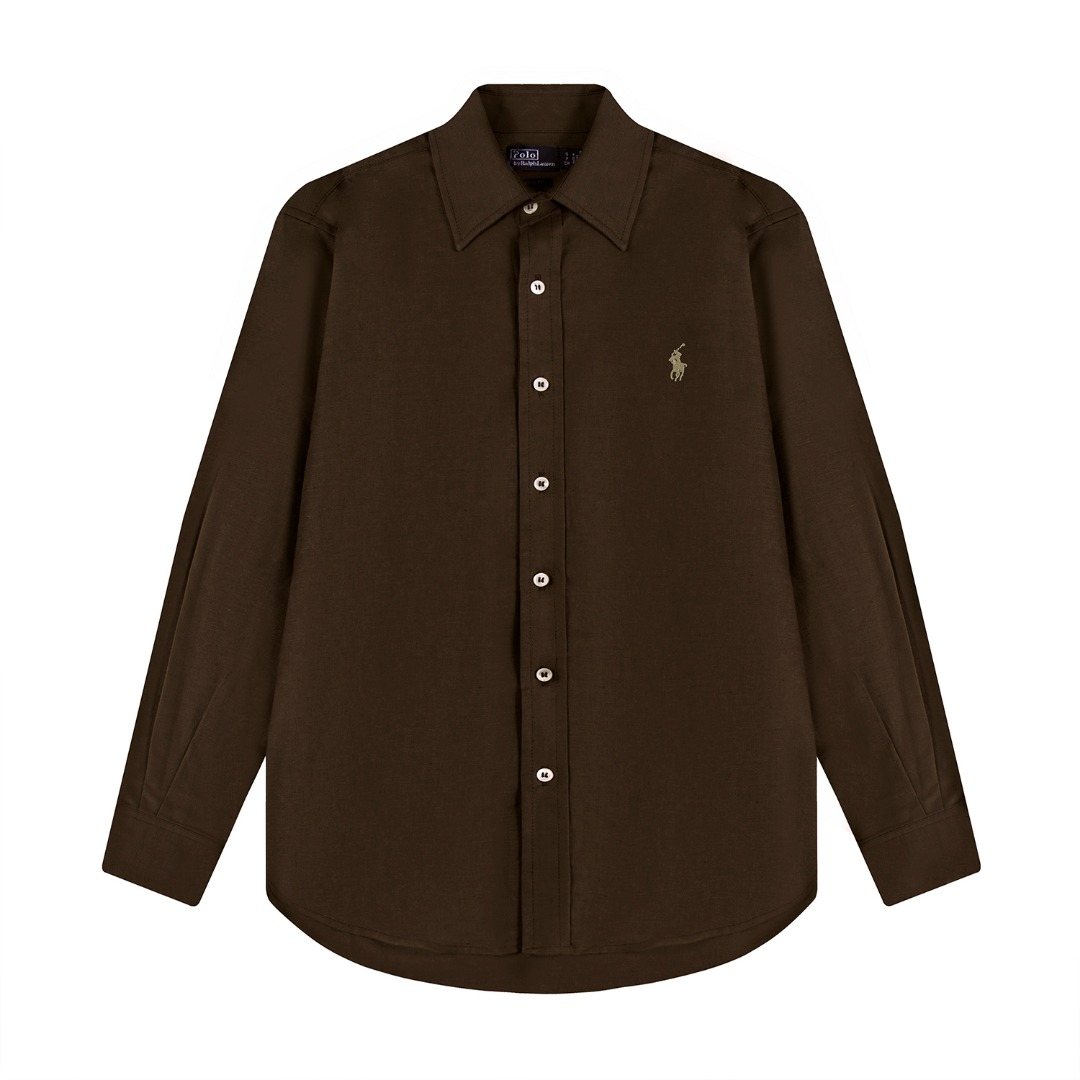 Test2-Ralph Lauren Embroidered Cotton-Blend Slub Linen Long-Sleeve Shirt ¡ª front