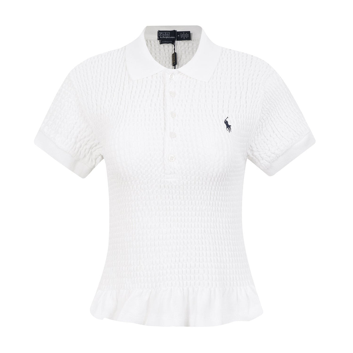 Test2-Ralph Lauren Ruffled-Hem Piqu¨¦ Polo Top ¡ª front