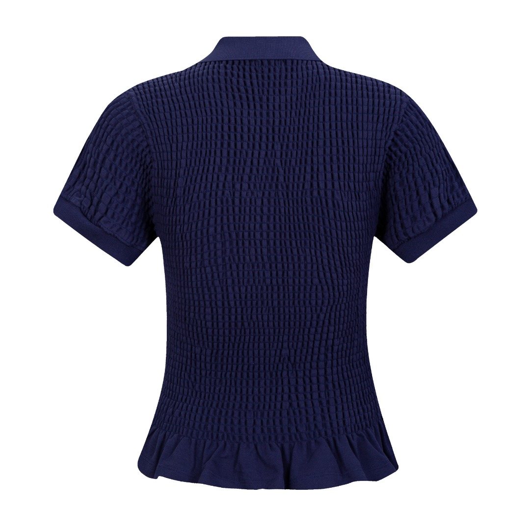 Test2-Ralph Lauren Ruffled-Hem Piqu¨¦ Polo Top ¡ª back