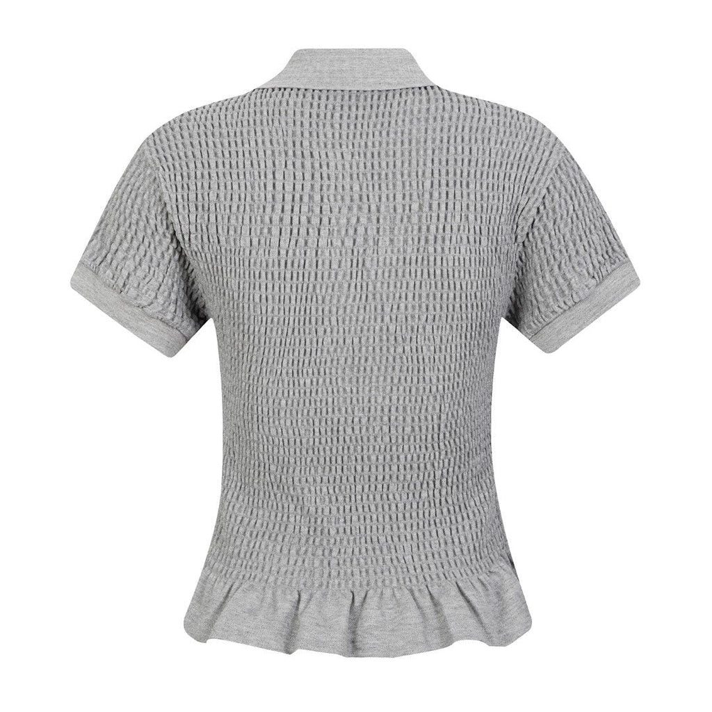 Test2-Ralph Lauren Ruffled-Hem Piqu¨¦ Polo Top ¡ª back