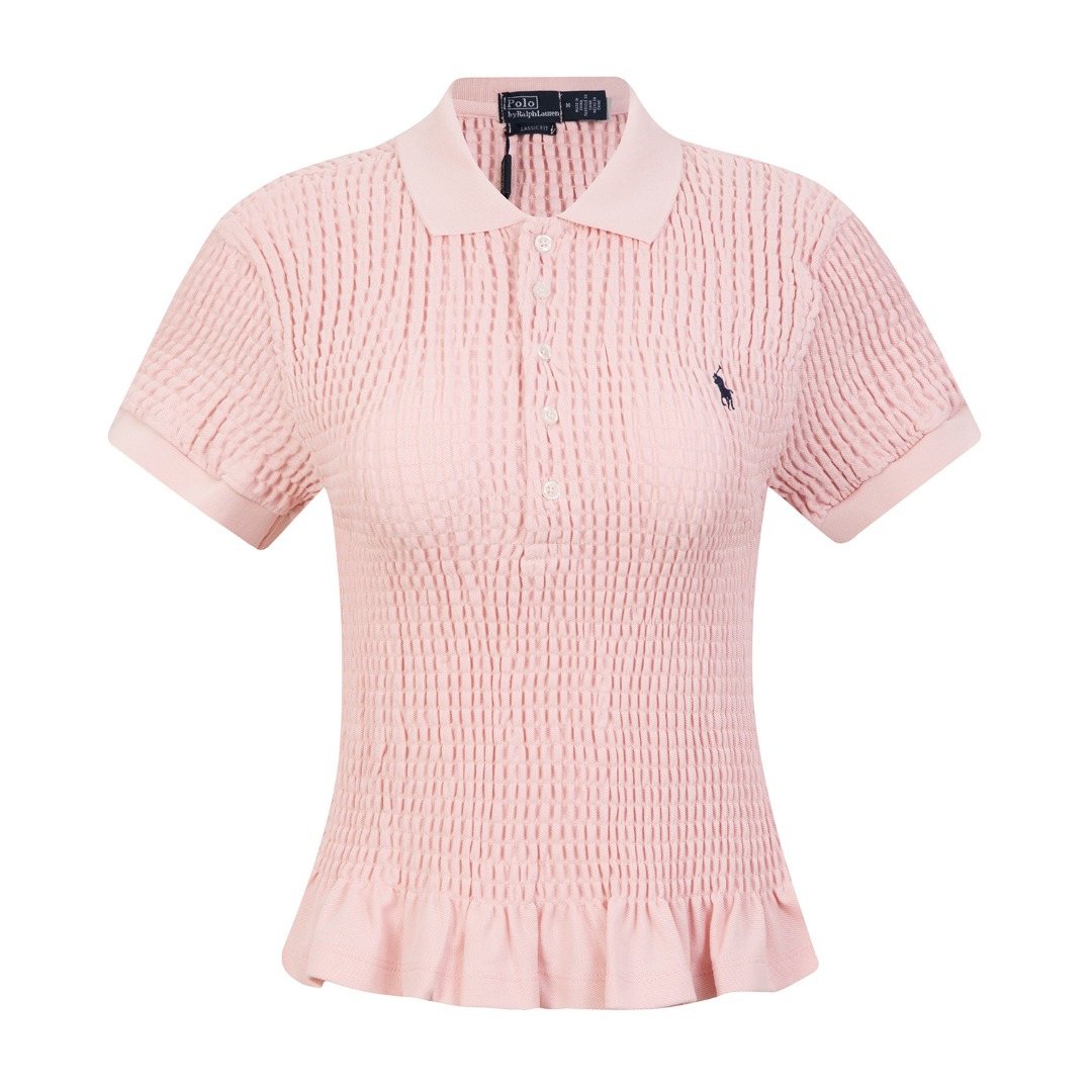 Test2-Ralph Lauren Ruffled-Hem Piqu¨¦ Polo Top ¡ª front