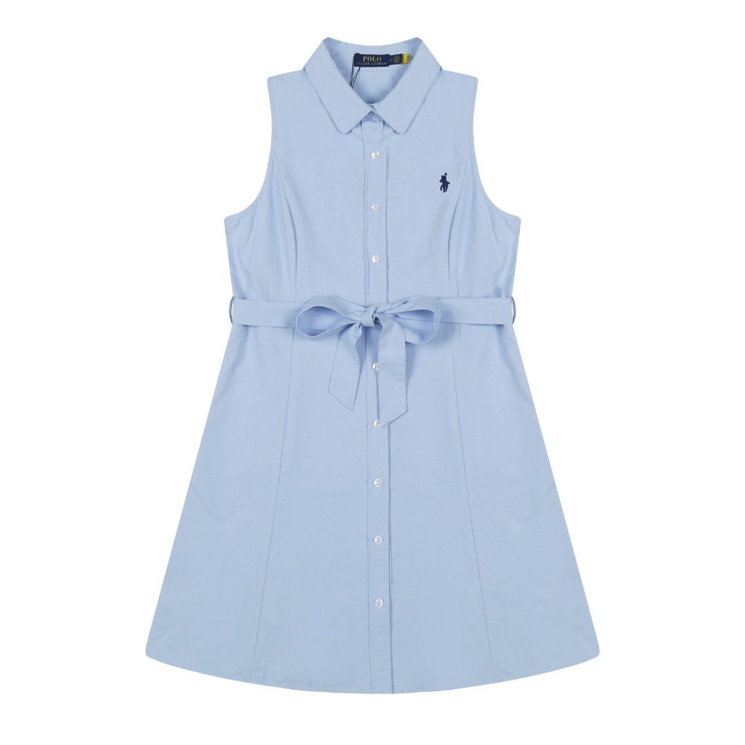 Test2-Ralph Lauren Sleeveless Cotton Oxford Shirt Dress with Tie Waist ¡ª front